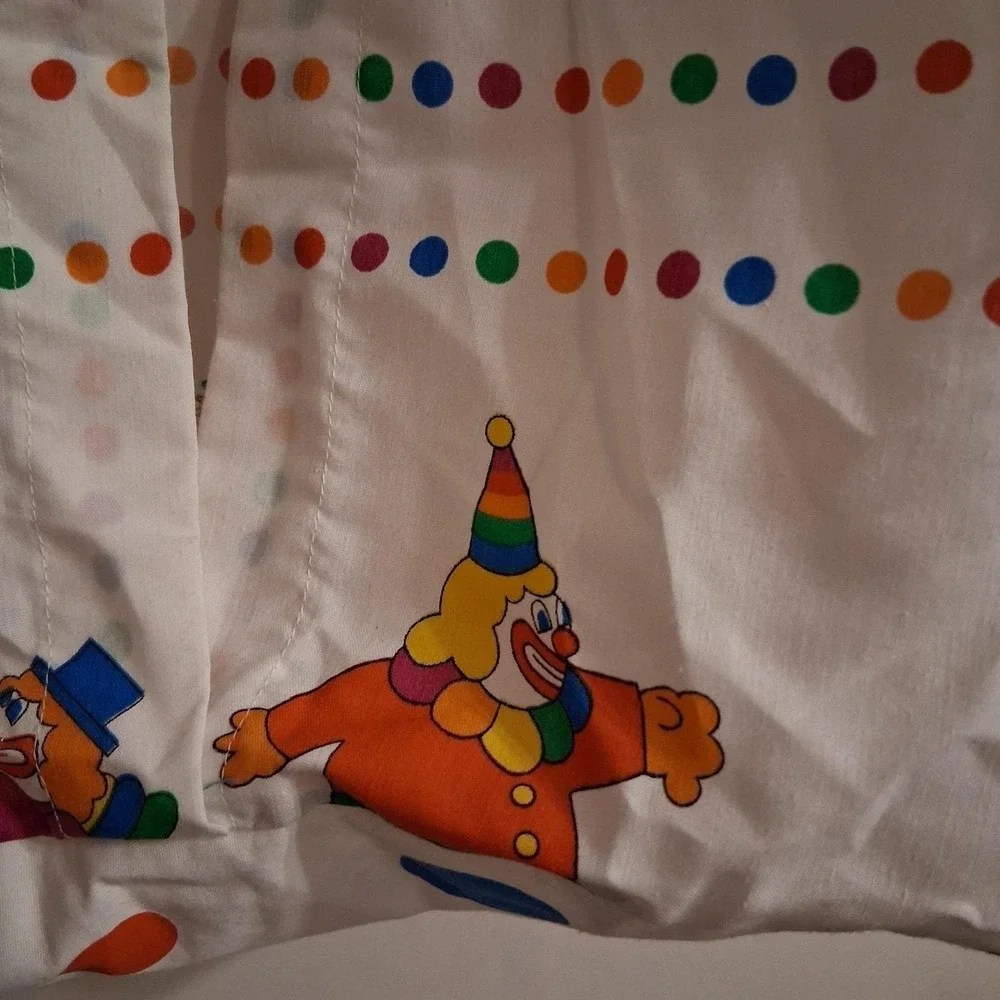 Vintage 80s Rainbow Circus Clown Diaper Stacker AOP‎ EUC